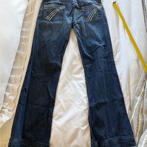 7 For All Mankind Dark Blue Dojo Flare Jeans